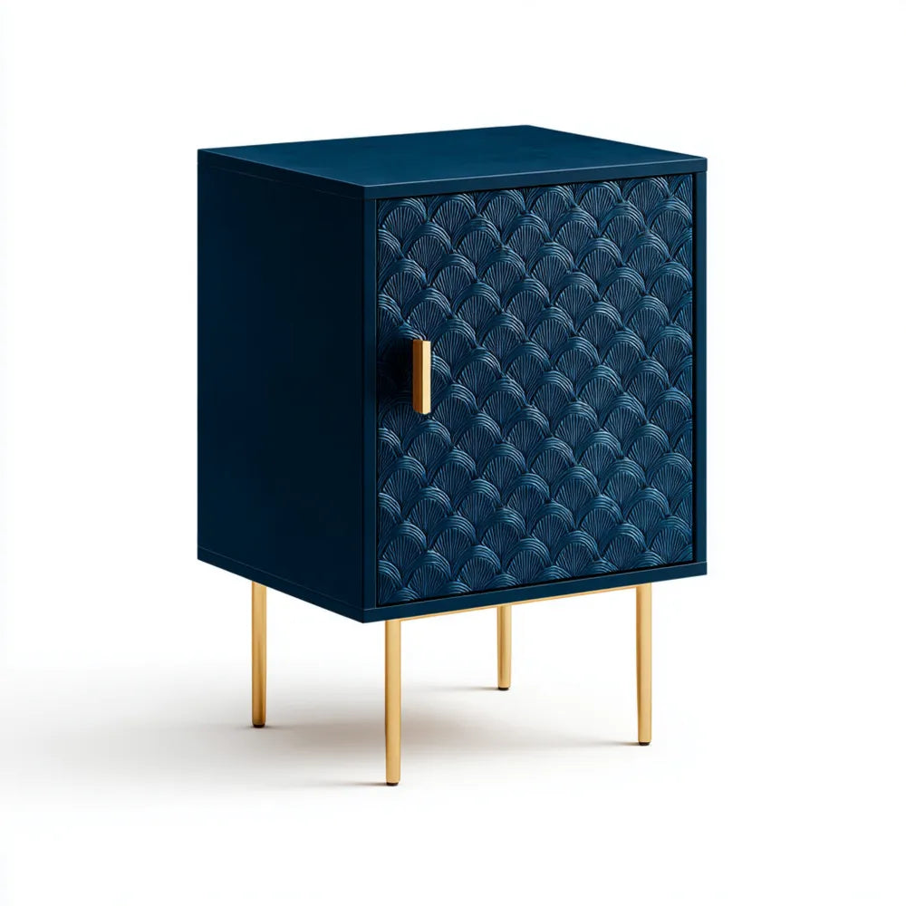Indoor Storage Cabinet 60x40x80 cm - Blue Patterned Door, Modern Design