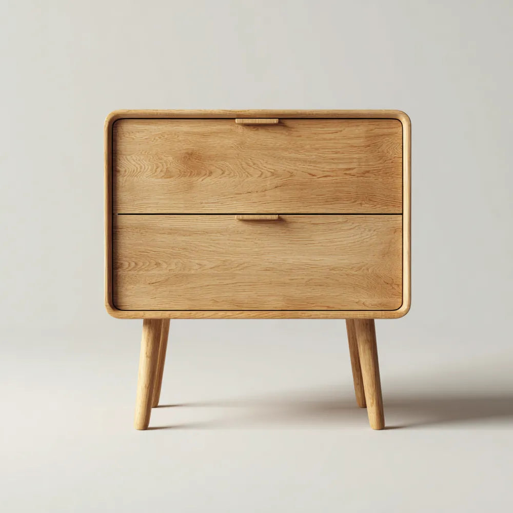 Bedside Table Solid Oak Wood 50x40x60 cm - Natural Finish - Scandinavian Style