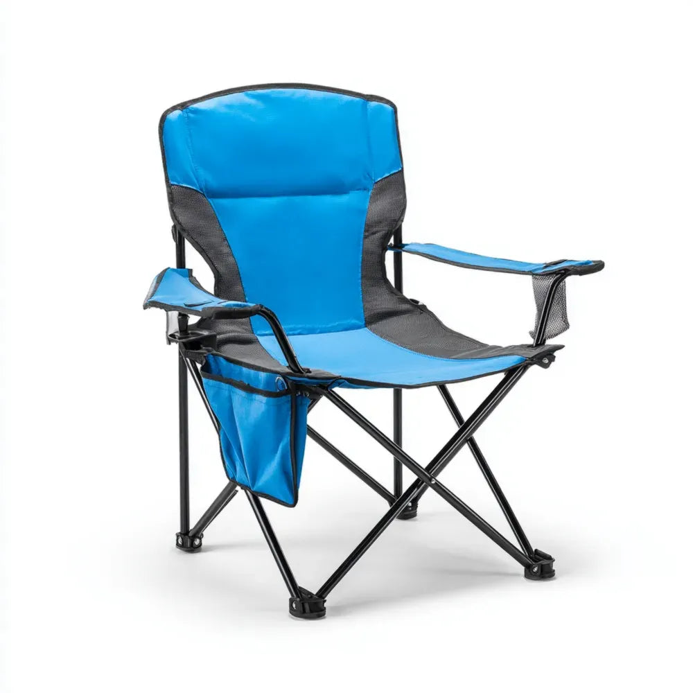 Portable Folding Patio Lounge Chair 60x60x95 cm - Blue/Black - Lightweight Design
