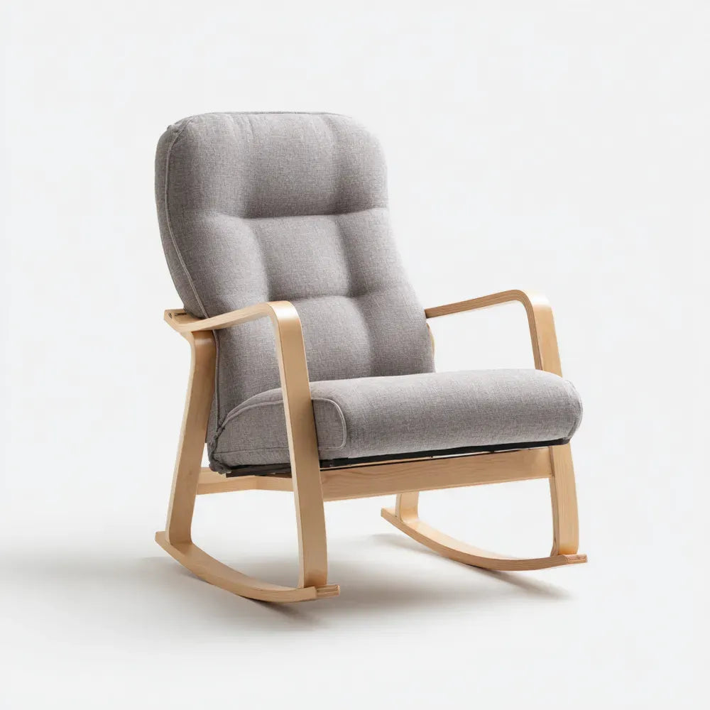 Rocking Chair 65x70x102 cm Fabric Upholstery Light Grey - Modern Design