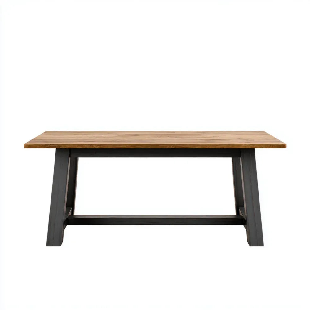 Dining Table 180x90x75 cm - Oak/Black - Industrial Style